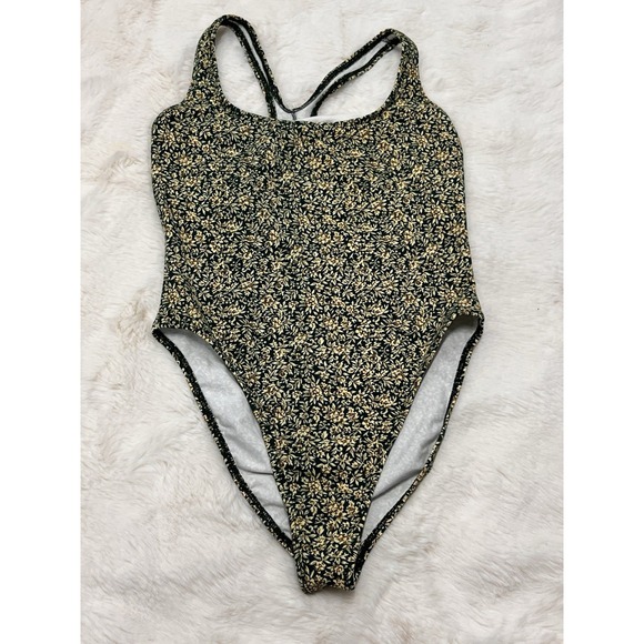 Softouch by Susan Fixel Other - Vtg 90s Softouch Susan Fixel Floral Green Swimsuit High Cut Large Made In USA